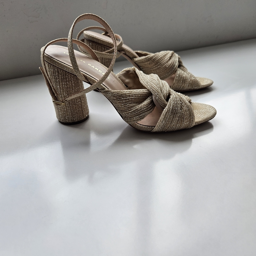 Loeffler Randall Camillia Sand Pleated Bow Collumn Heel Sandal - Picture 7 of 14